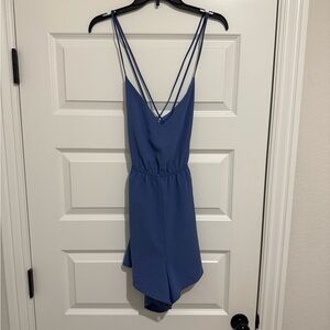 Blue Blush Blue Double-Strap One-Piece Romper